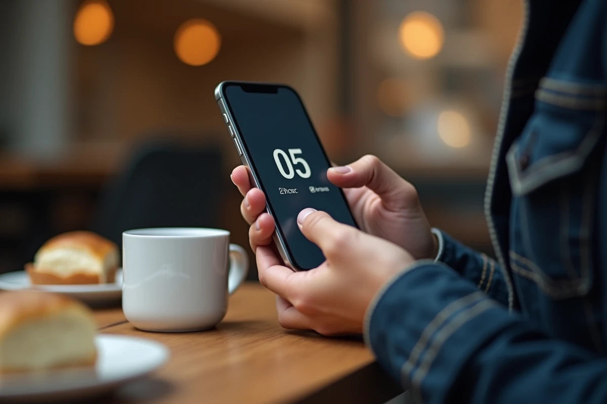 Gros plan d'un smartphone affichant un numéro commençant par 05 pour vérifier s'il est surtaxé